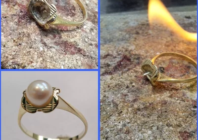 Nieuwe parelstift en parel op ring