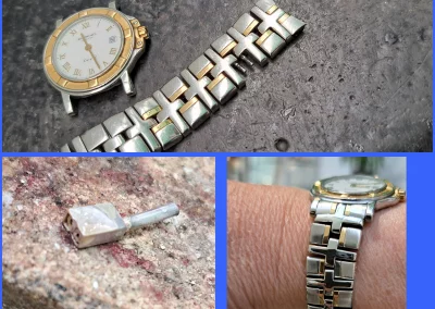 Horlogeband schakel bijgemaakt in zilver