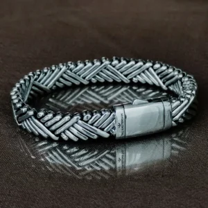 TAJ,Zilveren gevlochten herenarmband Aodh Large,22cm